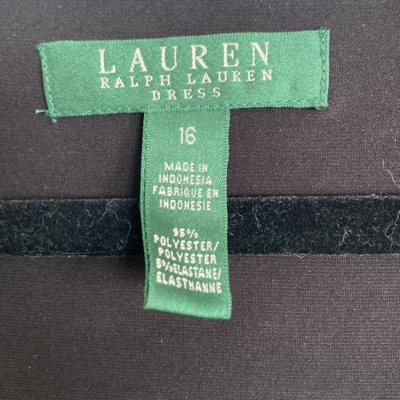 Lauren Ralph Lauren Dress 16 black v neck gathered on the side - Picture 6 of 12